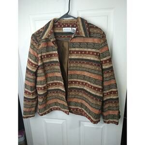 Alfred Dunner Woman 14P Blazer lined Open Front Striped Professional Career wear